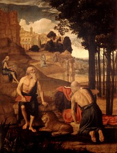 Scènes de la vie de Saint Jérôme; Saint François en extase avec Frère Léon - Spanish School
