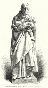 Saint Vincent de Paul, prêtre catholique français, statue en marbre de Jean Alexandre Joseph Falguière - Spanish School