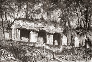 La façade du palais de Palenque, sud du Mexique - Spanish School