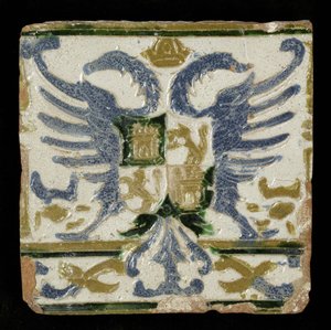 Carreau avec les armoiries de Léon et Castille, 1525 (faïence)