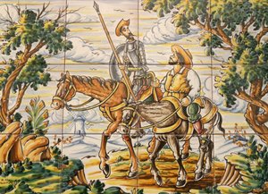 Carreaux représentant Don Quichotte et Sancho Panza - Spanish School