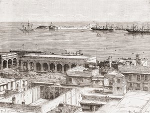 Vue de Veracruz et du fort San Juan de Ulúa, Mexique