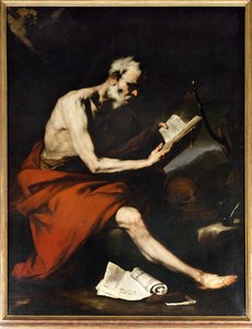Atelier de Jusepe de Ribera : Saint Jérôme lisant (peinture sur toile)