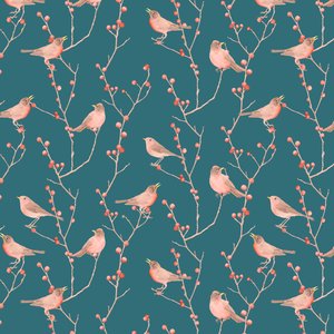 Motif de rouge-gorge et de baies d