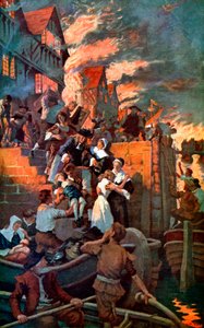 Le grand incendie de Londres en 1666, vers 1920 - Elizabeth Adela Stanhope Forbes