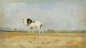 Un cheval de labour dans un champ - Stanislas Lepine