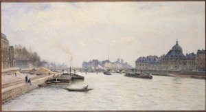 Le pont des Arts, vue du pont Royal, vers 1884