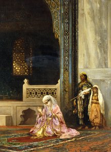 Une femme turque priant dans la Mosquée Verte, Bursa