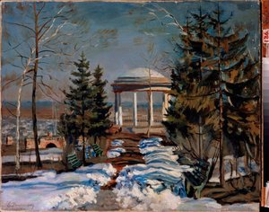 Paysage avec un kiosque