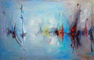 Réflexions sur les bateaux (abstraites) - Stanislav Lazarov