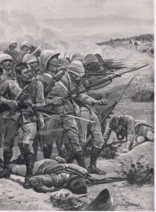 La place à ABU-Kru, 19 janvier 1885, illustration de British Battles on Land and Sea, 1915 - Stanley L. Wood