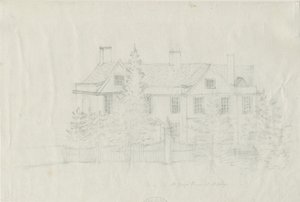 Madeley - Maison de [?M. Young] : dessin au crayon, nd [?18e siècle]