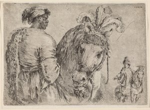 Un homme noir nourrissant un cheval, probablement 1662 - Stefano della Bella