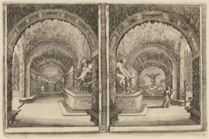 Une grotte vue de deux points de vue différents - Stefano della Bella