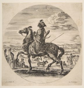 Un cavalier maure face à gauche, des Turcs debout et assis au milieu..., vers 1651 - Stefano della Bella
