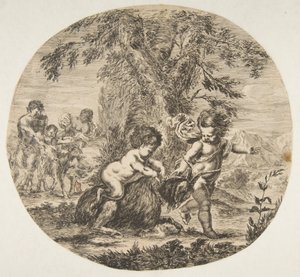 Un enfant et un enfant satyre jouant avec une chèvre, vers 1657 - Stefano della Bella