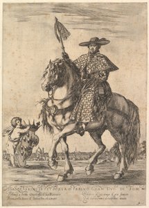 Bernardino Ricci, dit il Tedeschino, à cheval au centre, chevauchant vers la gauche