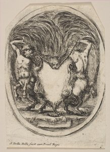 Cartouche formé par une peau de tigre flanquée de deux centaures, 1647 - Stefano della Bella