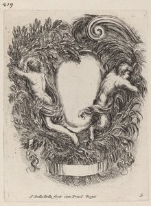 Cartouche avec Apollon et Pan - Stefano della Bella
