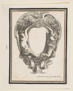 Cartouche avec canard et nymphes