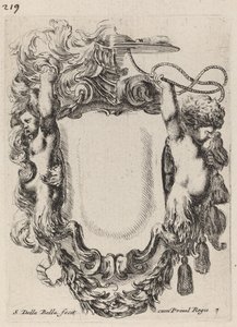 Cartouche avec des satyres enfants - Stefano della Bella
