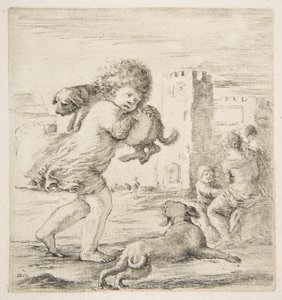 Enfant portant un chiot sur son épaule, vers 1662 - Stefano della Bella