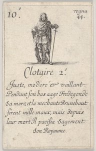 Clotaire II Juste, modéré..., du Jeu des Rois de France, 1644 - Stefano della Bella