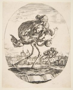 La Mort portant un nourrisson, des Cinq Morts, ca. 1648 - Stefano della Bella