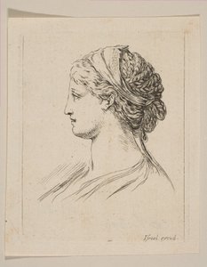 Tête de femme de profil, 1650. - Stefano della Bella
