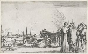 Hommes en conversation sur un quai (Représentations maritimes)