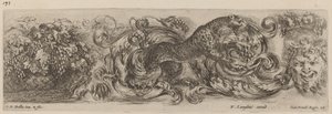 Frise ornementale avec léopard, probablement 1648 - Stefano della Bella