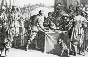 Paiement des mercenaires, gravure par Stefano della Bella (1610-1664) - Stefano della Bella