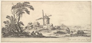 Planche 10 : une famille au centre du premier plan, diverses figures et chevaux au second plan, vers 1641 - Stefano della Bella