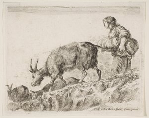 Bergère gardant des chèvres, de Diversi animali - Stefano della Bella