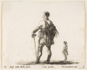 Un noble polonais en habit de cour, debout au centre, vu de dos, et..., vers 1644-47.
