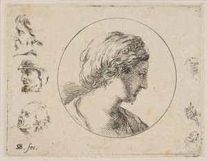 Planche 4 : Tête de femme de profil, de la Seconde collection de divers griffonnages et gravures - Stefano della Bella
