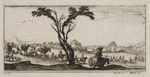 Planche cinq des Dessins de plusieurs mouvements par des soldats - Stefano della Bella