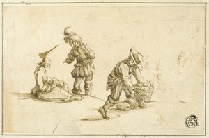 Mère et enfant au repos, et deux hommes, l