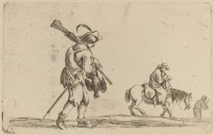 Soldat tenant une volaille par les pieds - Stefano della Bella