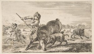 Cerf aux abois, de Chasses à différents animaux, vers 1654 - Stefano della Bella