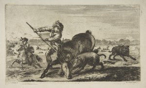 Cerf aux abois, de Chasses à différents animaux, vers 1654 - Stefano della Bella