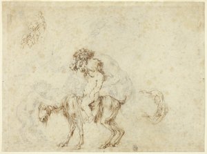 Étude pour une famille de satyres marchant (recto); Esquisses de cinq vases décoratifs (verso)