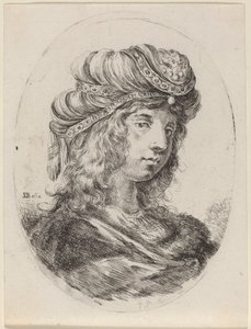 Sultane avec un turban rayé, tournée vers la droite