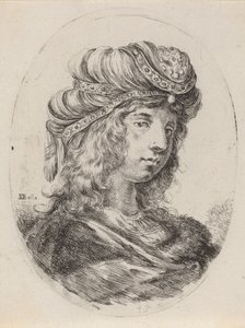 Sultane avec un turban rayé, tournée vers la droite