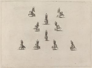 Dix cavaliers avec de grands casques à plumes - Stefano della Bella