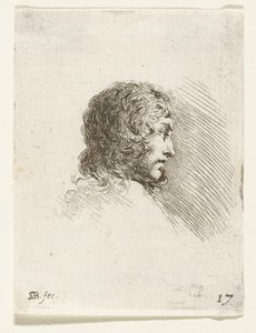 Tête de jeune homme de profil à droite - Stefano della Bella
