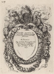 Page de titre pour "Nouvelles inventions de Cartouches" - Stefano della Bella
