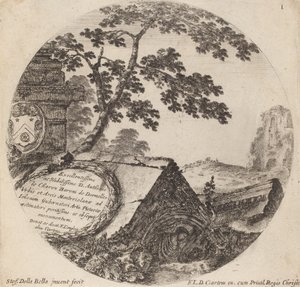 Page de titre pour Paysages et ruines de Rome, 1646