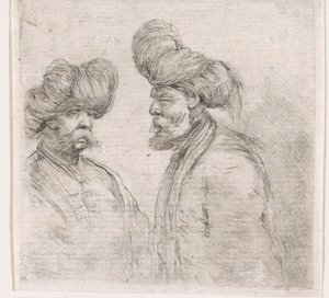 Deux hommes turcs avec des moustaches et des turbans - Stefano della Bella