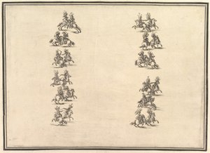 Vingt-quatre cavaliers duel et formant deux colonnes, de La Gara delle Stagioni, 1652 - Stefano della Bella